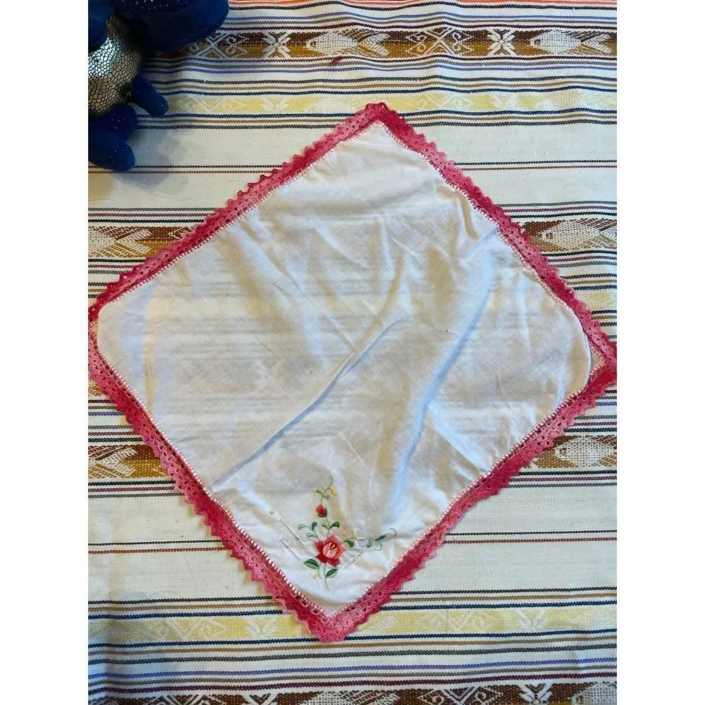Vintage napkin‎ embroidered flower